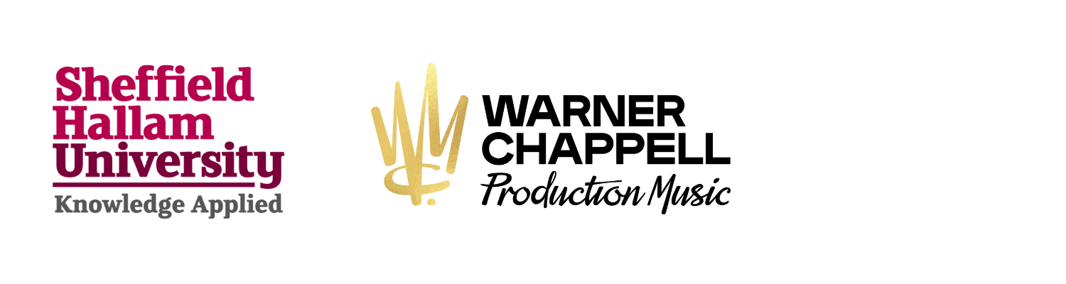 Sheffield Hallam University logo and Warner Chappell Production Music logo
