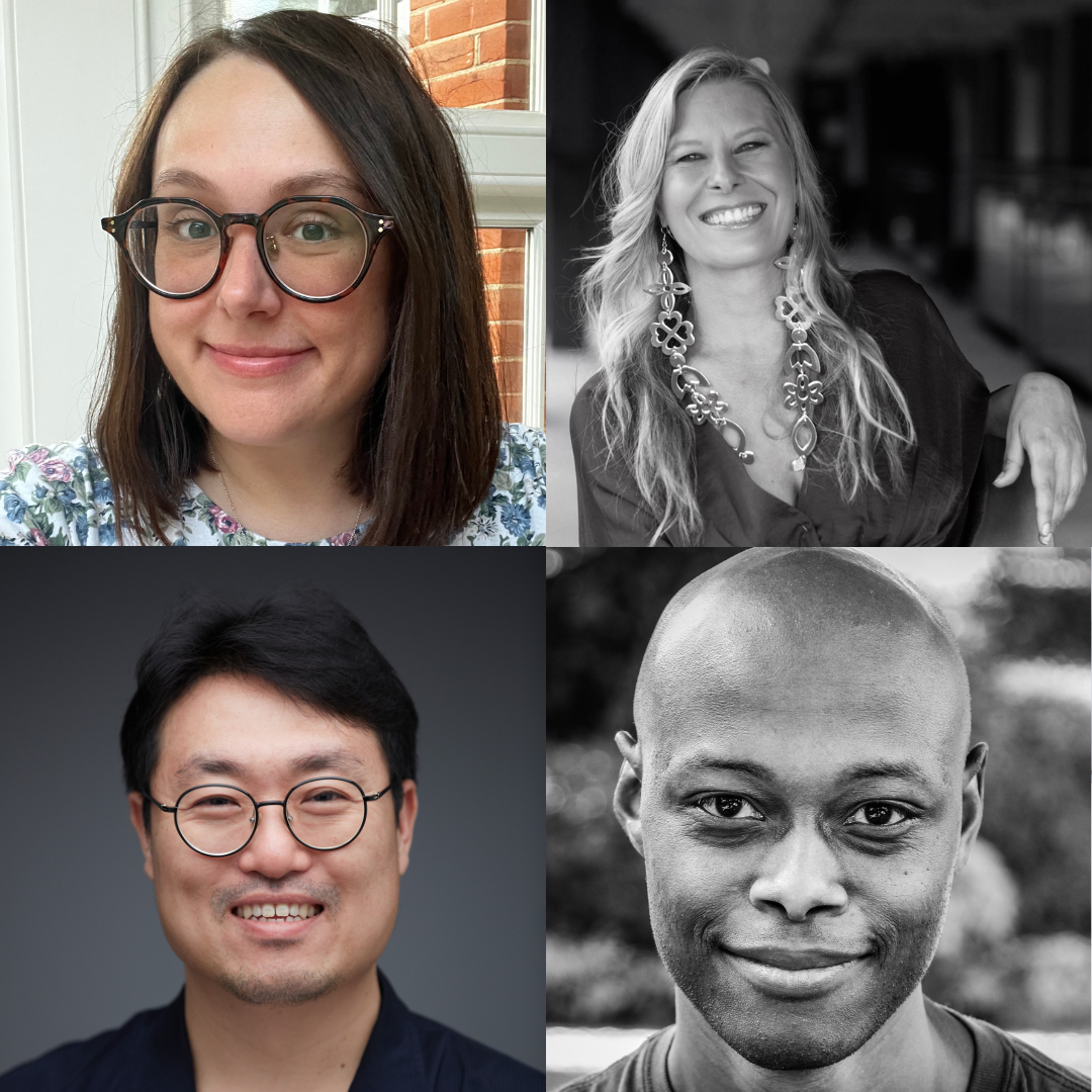 Headshots of the 2026 Sheffield DocFest Film programme consultants Chloé Trayner, Heather Haynes, Kim Young-woo and Samuel Tebandeke.