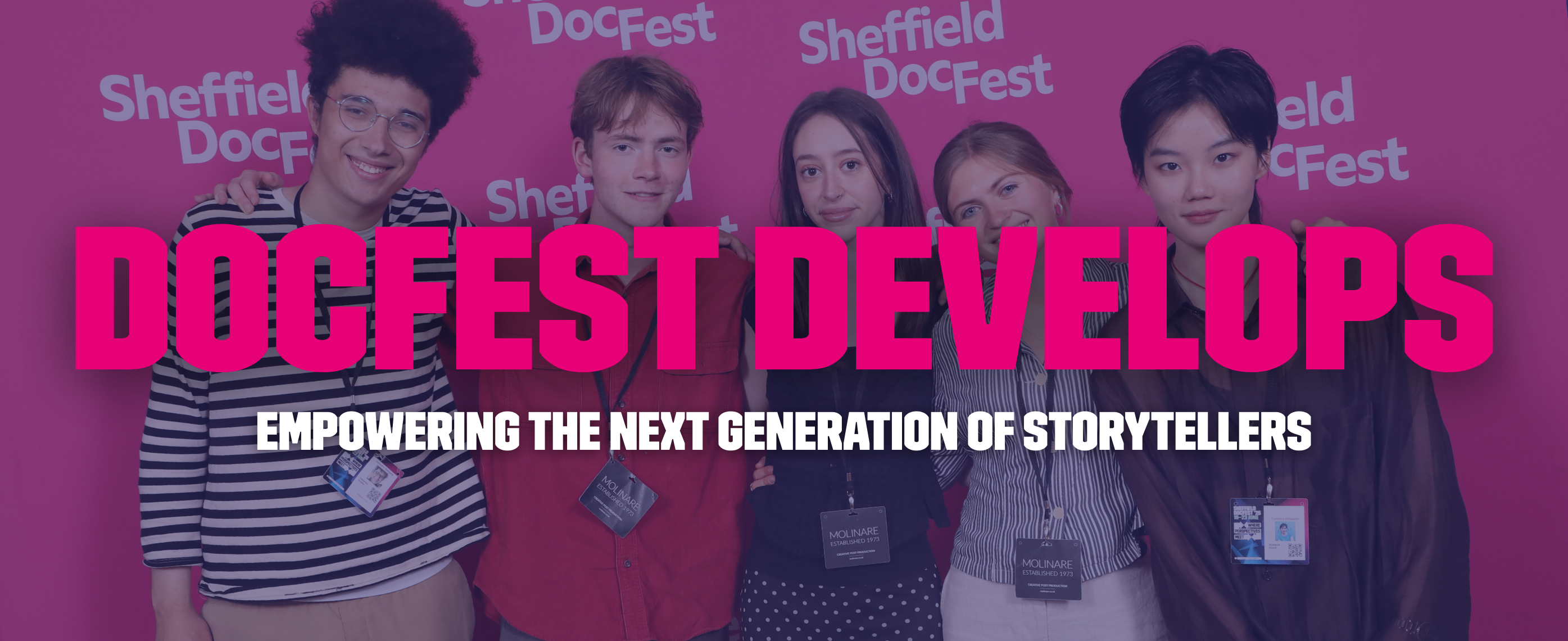 A banner with text reading 'DocFest Develops - Empowering the next generation of storytellers.'