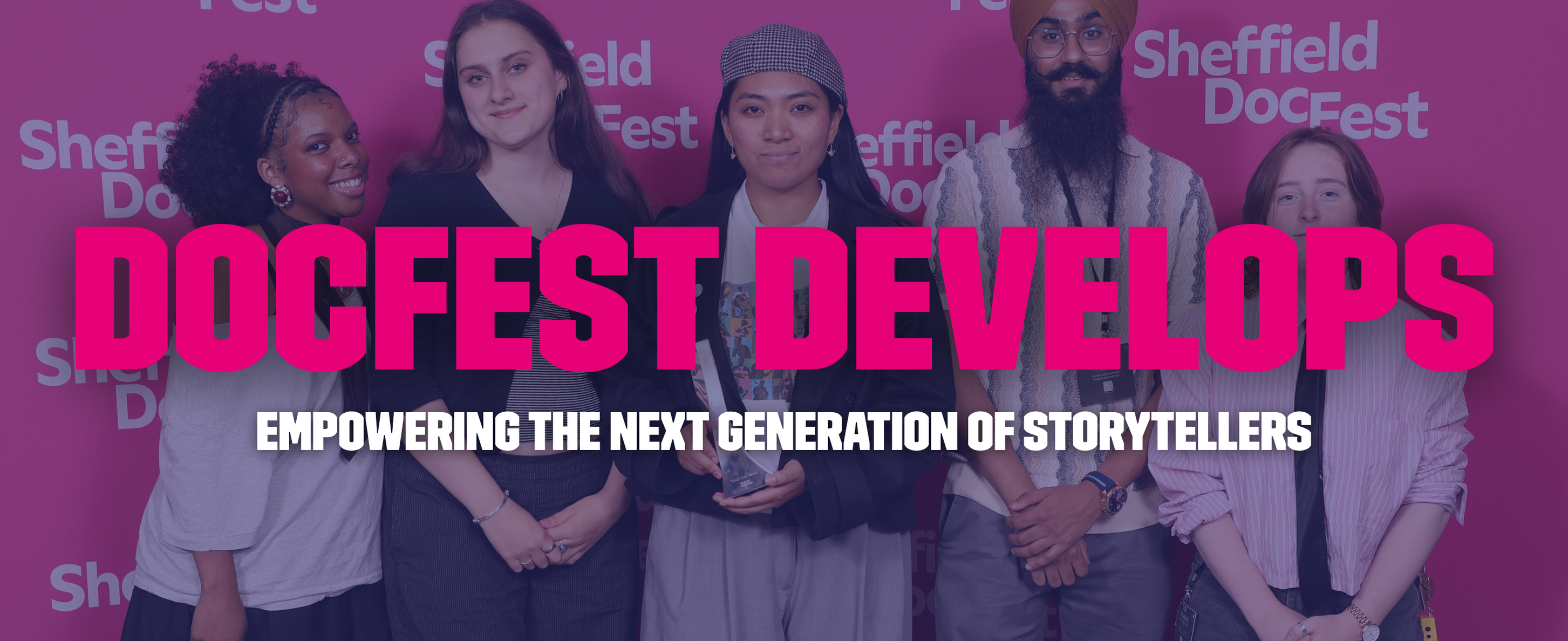 A banner with text reading 'DocFest Develops - Empowering the next generation of storytellers.'