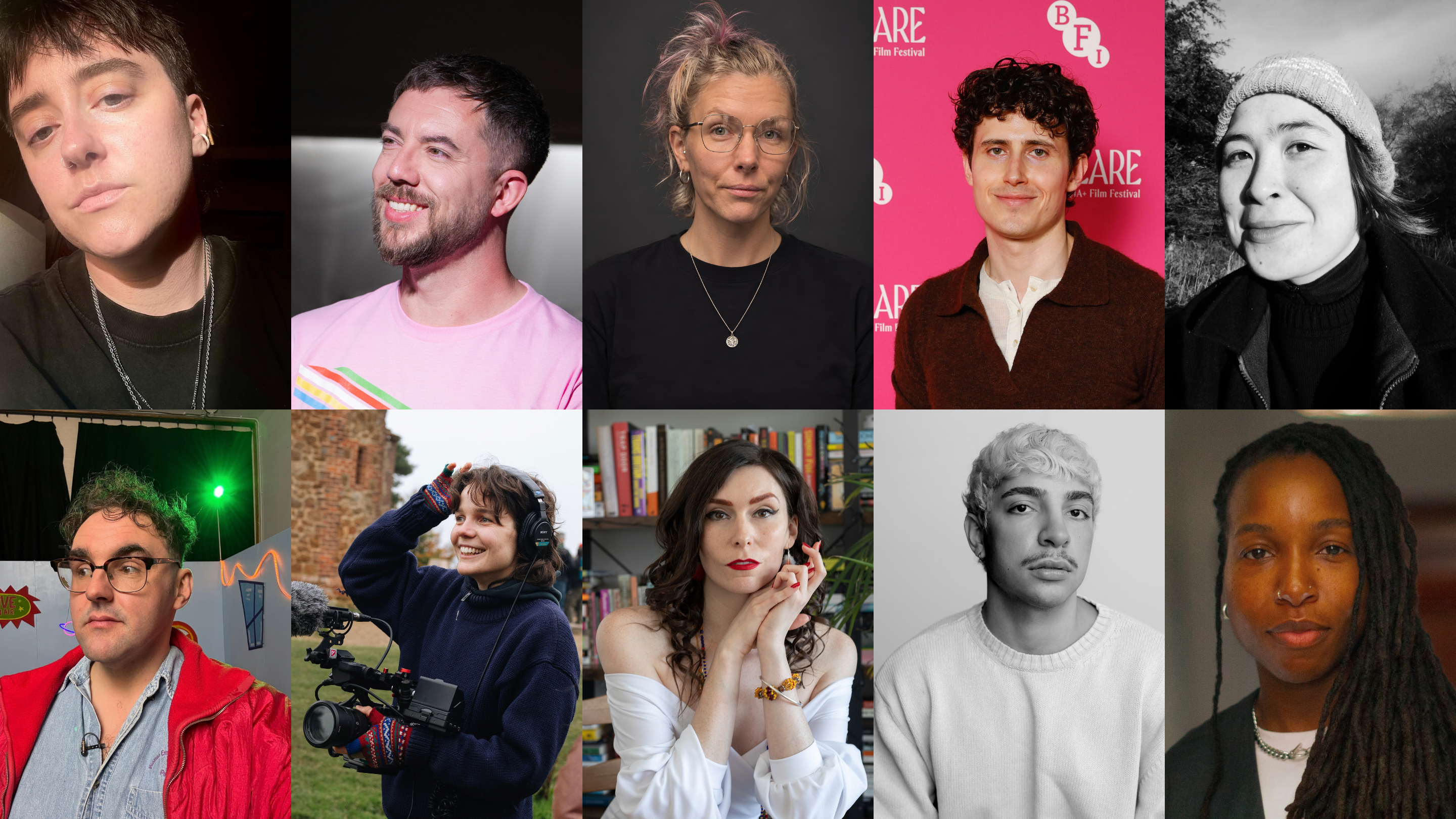 A collage showing the headshots of all the Queer Realities Director's Lab 2026-2027 cohort.