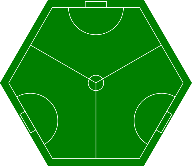 Diagram of a 3-sided football pitch