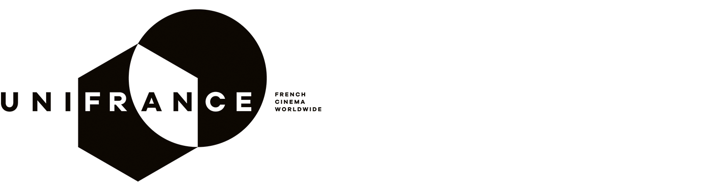 Black and white logo with the words Uni France, French Cinema Worldwide