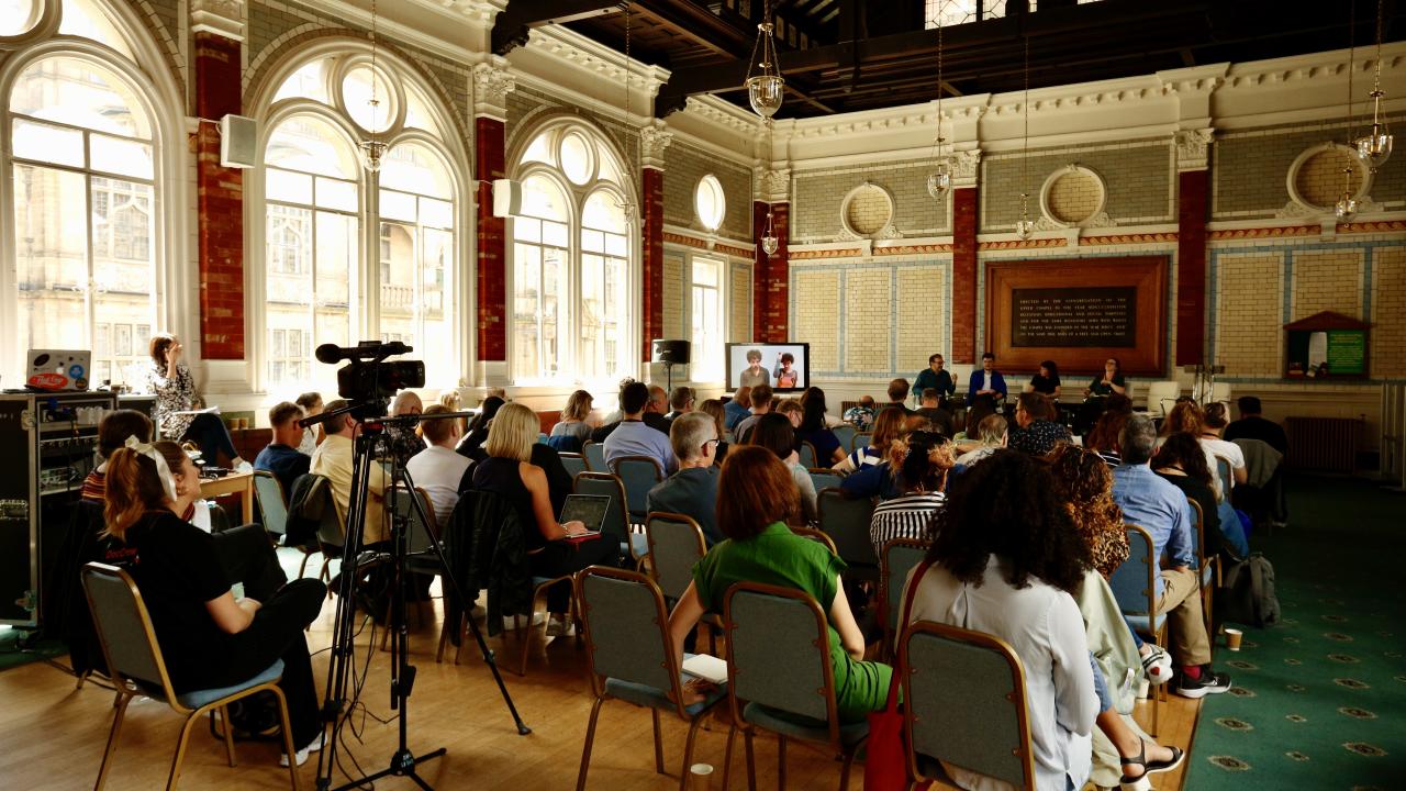 An image of a DocFest event at Channing Hall