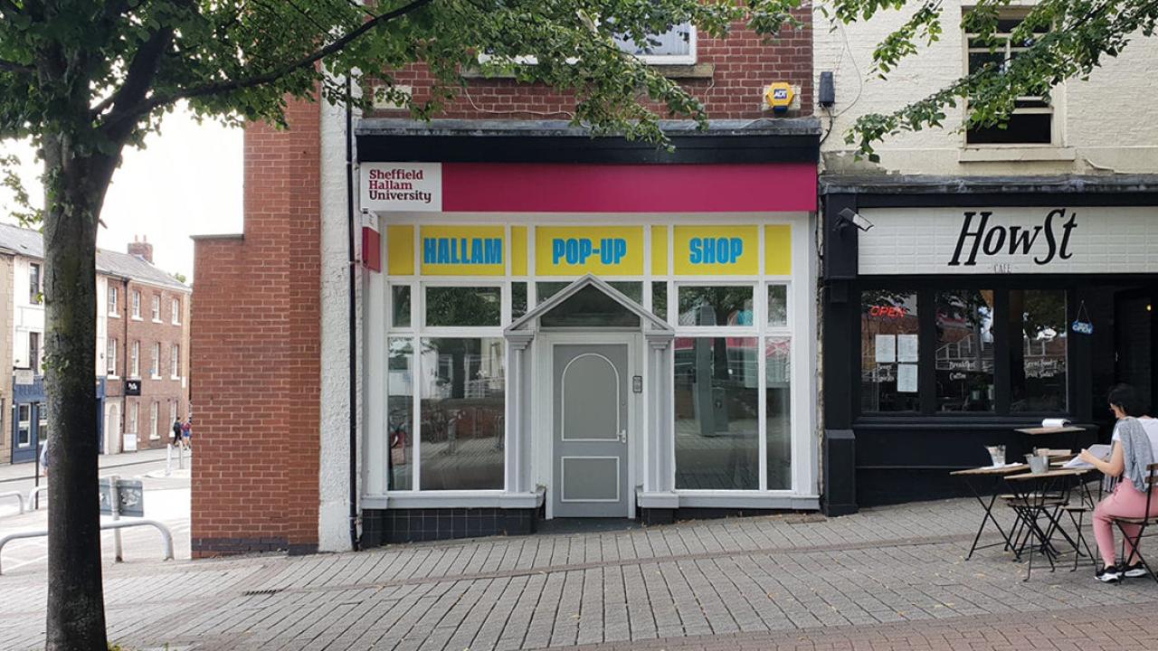 Exterior Shot of Sheffield Hallam Pop-up Shop