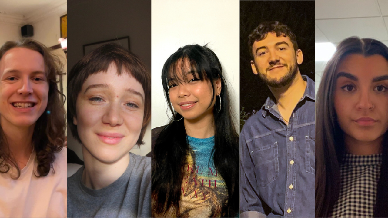 A collage of our 5 youth jurors for Sheffield DocFest 2024