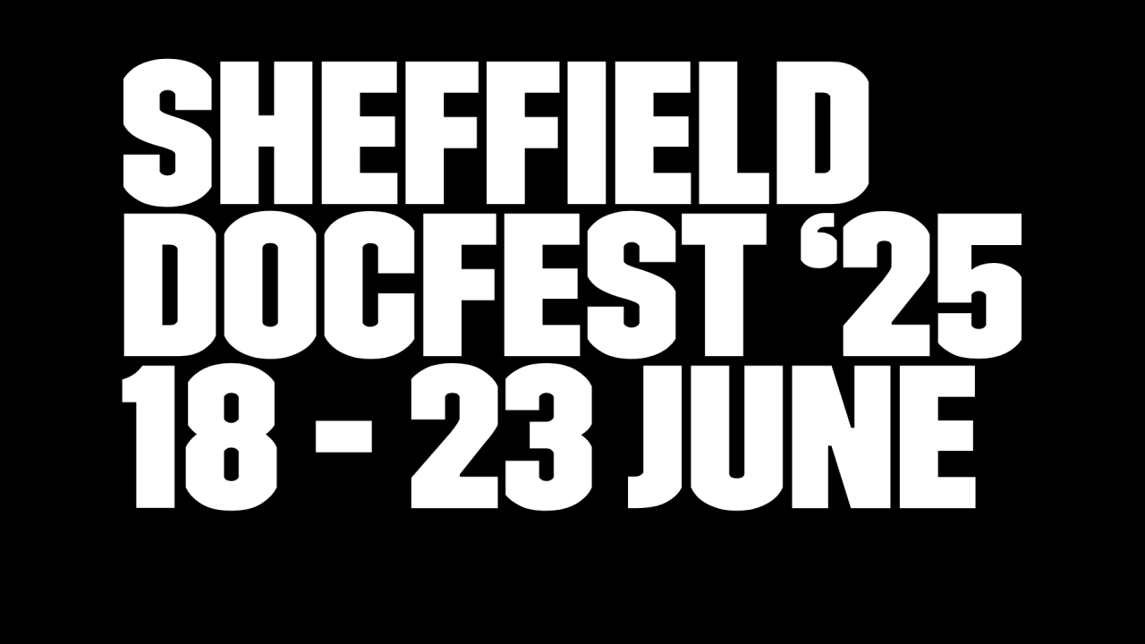 Logo and date in white text on black background