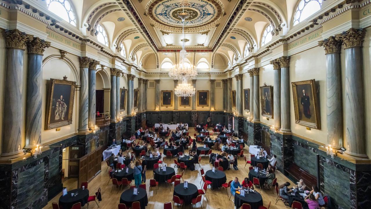 A photo looking over the MeetMarket event at Sheffield DocFest 2025.