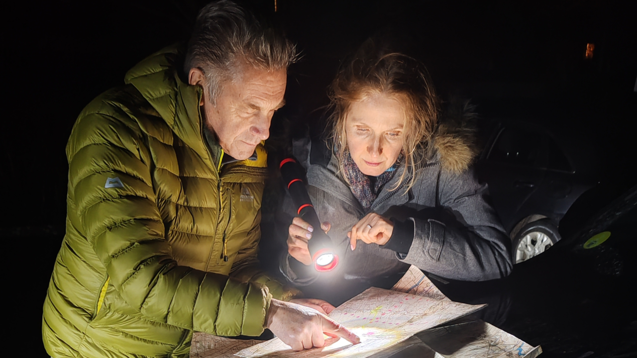 Headshot of Chris Packham with Lucy Taylor.