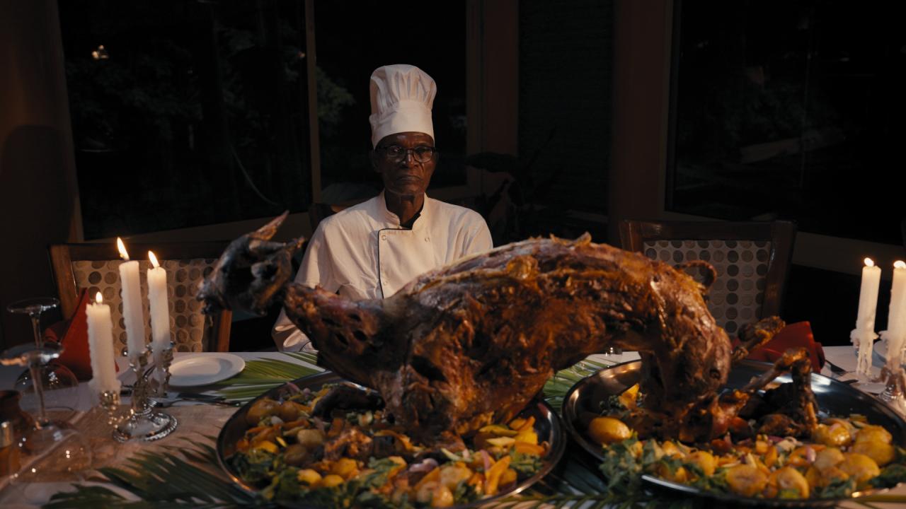 A still from the film How to Feed a Dictator.