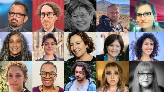 Photos of our jurors. Top row L-R: Andrew Jarecki, Rémi Grellety,  Tomoko Okutsu, Alexandre Marionneau, Anna Berthollet Middle row L-R: Geeta Gandbhir, Afsaneh Salari, Kim A. Snyder, Yulan Chang, Horia El Hadad Bottom row L-R: Jenny Horwell, Kethiwe Ngcobo, Joseph Cutts, Lisa Brook, Judi Alston