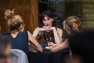 An image of film professionals networking at Sheffield DocFest.