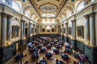 A photo looking over the MeetMarket event at Sheffield DocFest 2025.