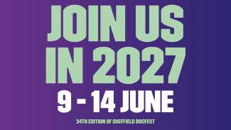 A graphic announcing the dates of our 2027 festival - 9-14 June.
