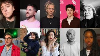 A collage showing the headshots of all the Queer Realities Director's Lab 2026-2027 cohort.